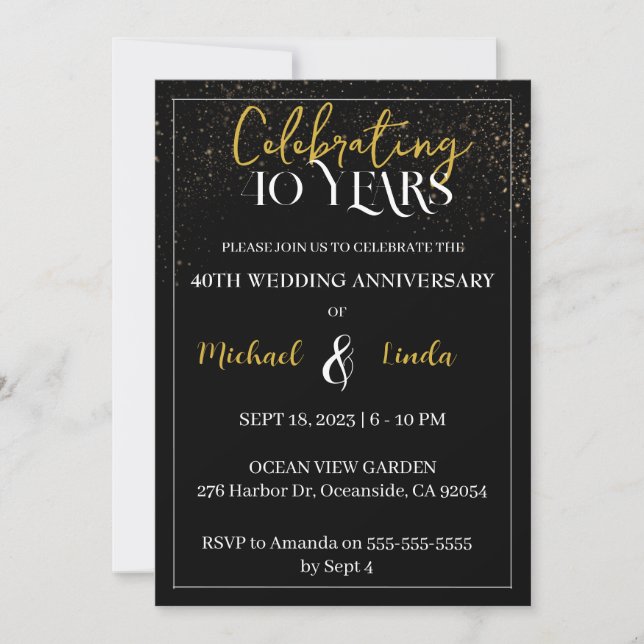 Invitación boda del 40° Aniversario del Oro Negro Invitat de  (Anverso)