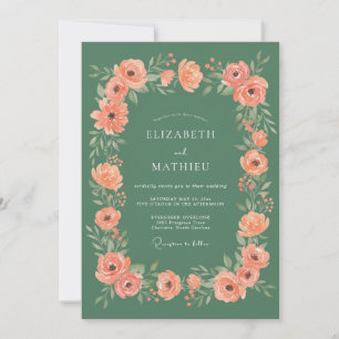 Invitación Boda del Abrazo Floral Verde Salvia