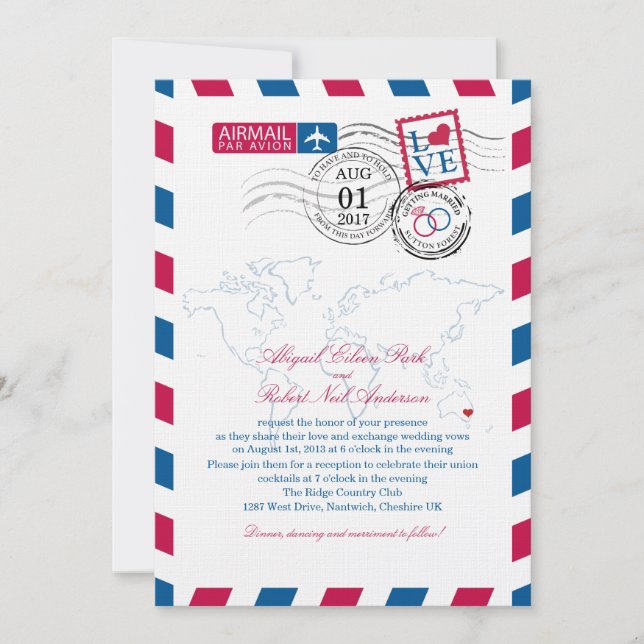 Invitación Boda del Airmail de Australia Oriental (Anverso)