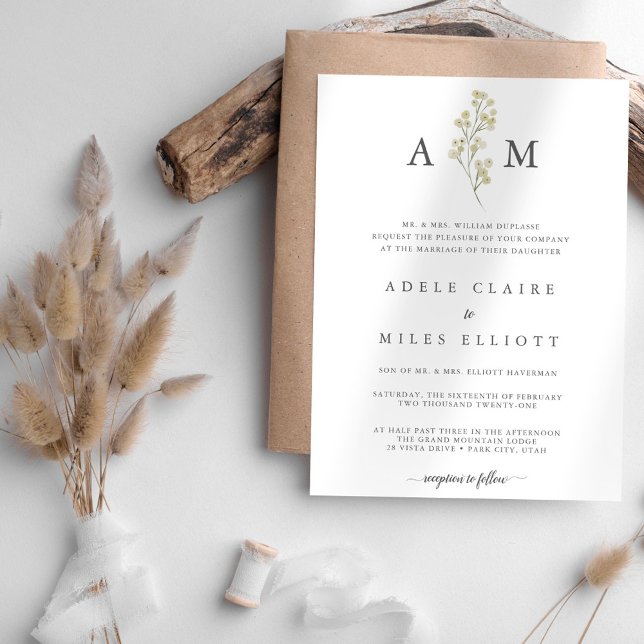 Invitación Boda del aliento del bebé elegante y simple (Subido por el creador)