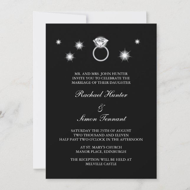Invitación Boda del anillo de diamantes (Anverso)