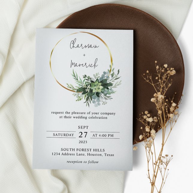 Invitación Boda del anillo de verde de salvia (Subido por el creador)