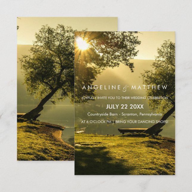 Invitación Boda del árbol de caída ruso vintage (Anverso / Reverso)