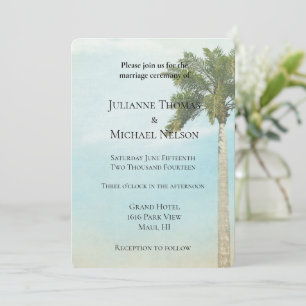 Invitación Boda del árbol de palmas tropical