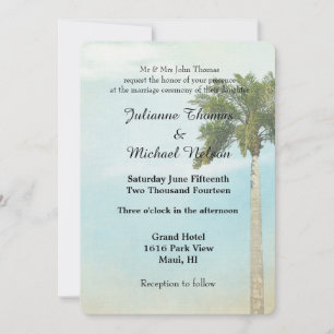 Invitación Boda del árbol de palmas tropical