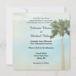 Invitación Boda del árbol de palmas tropical