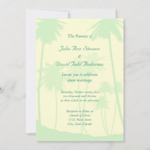 Invitación Boda del árbol de palmas tropical azul