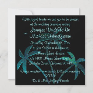 Invitación Boda del árbol de palmas turquesa tropical