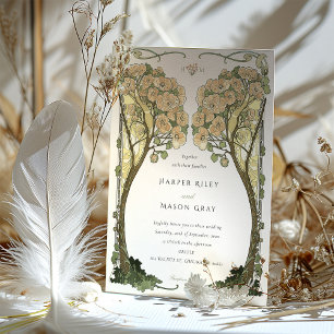Invitación Boda del Árbol del Amor Art Nouveau Vintage