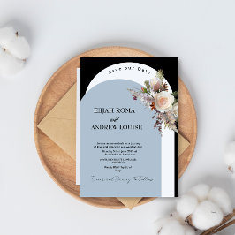 Invitación Boda del Arco Boho Elegante Negro y Azul