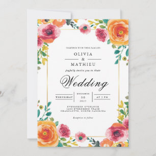 Invitación Boda del arco botánico de Coral y Rosa