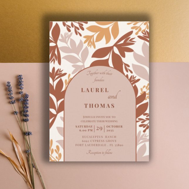 Invitación Boda del Arco Botánico de Terracota Moderno (Subido por el creador)