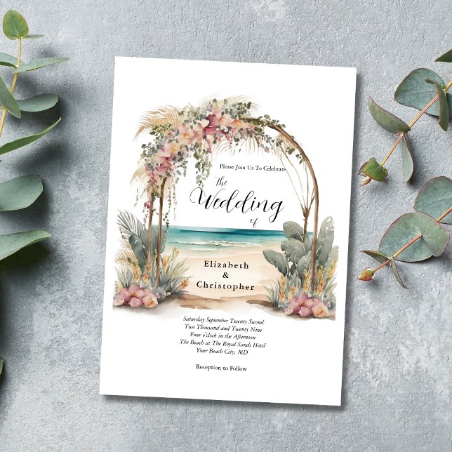 Invitación Boda del Arco Botánico Floral Beach Destination (Beach Wedding Destination Wedding Tropical Wedding Invitation Digital and or Printed)