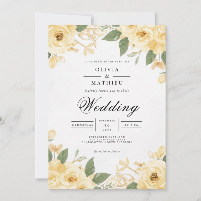 Invitación Boda del Arco Botánico Golden Bloom (Anverso)