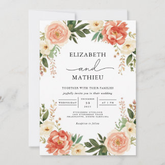 Invitación Boda del Arco Botánico Peachy Bloom