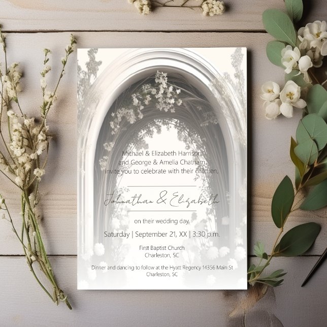 Invitación Boda del Arco Botánico Romántico Boho (Romantic Boho Botanical Arch Wedding Invitation)