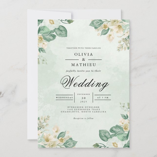 Invitación Boda del Arco Botánico Sage & Cream (Anverso)