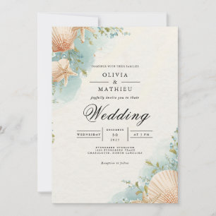 Invitación Boda del arco costero de conchas marinas