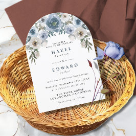 Invitación Boda del Arco de Acuarela Floral Azul Dusty