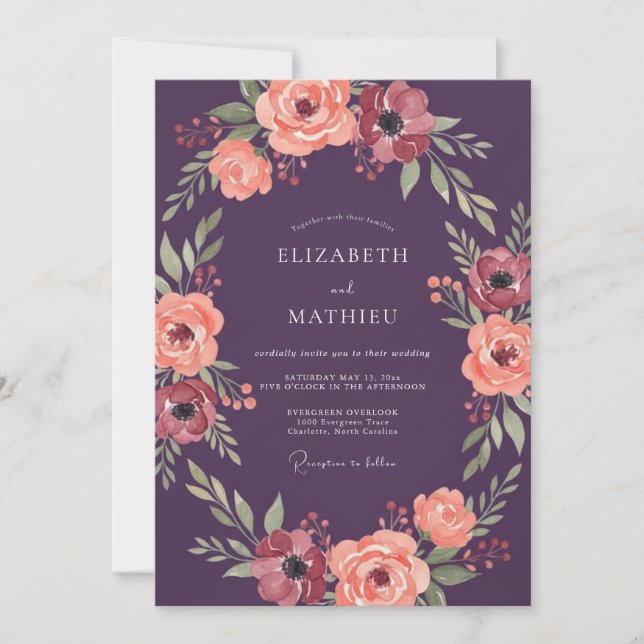 Invitación Boda del Arco de Flor de Ciruelo (Anverso)