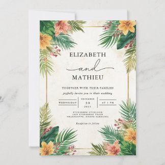 Invitación Boda del Arco de Flora Tropical Exuberante