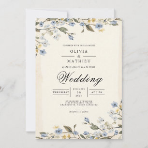 Invitación Boda del arco de floración azul suave
