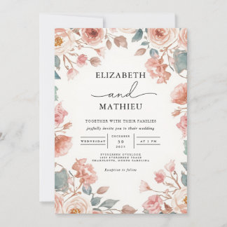 Invitación Boda del arco de floración de Rosa con aspecto ant