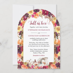 Invitación Boda del Arco de Oro Floral Otoño en otoño
