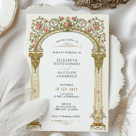 Invitación Boda del Arco de Oro Ornato Victoriano y Rosas Ros