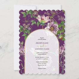 Invitación Boda del Arco de Oro Purple Floral Greenery