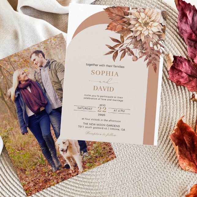 Invitación Boda del arco de otoño de Floral Bohemia Terracott (Subido por el creador)