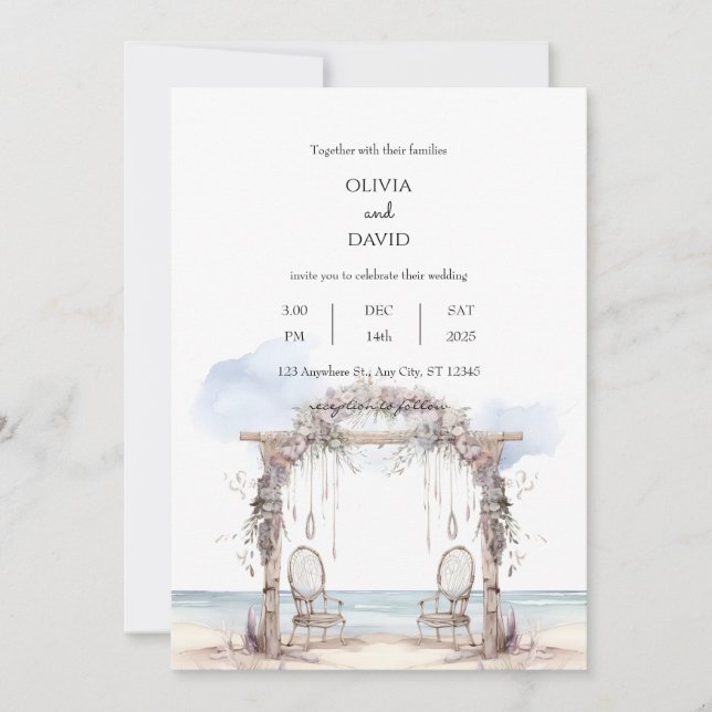 Invitación Boda del Arco de Recepción Bohemian Beach Ceremony (Anverso)
