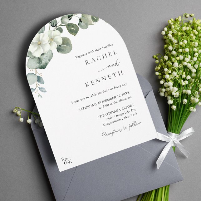 Invitación Boda del arco de vegetación Minimalista Eucalyptus (Subido por el creador)