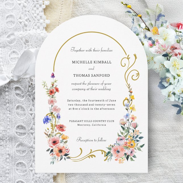 Invitación Boda del Arco de Verano de Flor Silvestre de Agua (Subido por el creador)