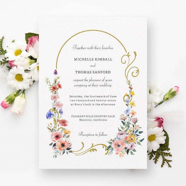 Invitación Boda del Arco de Verano de Flor Silvestre de Agua (Subido por el creador)