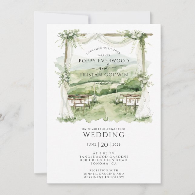 Invitación Boda del Arco de Verano de la Flora Bohemia (Anverso)