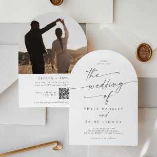 Invitación Boda del arco del código QR de la foto gris platea