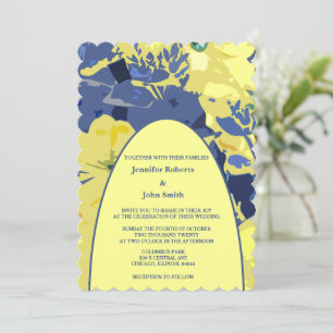 Invitación Boda del Arco del Jardín Azul amarillo Floral Arts
