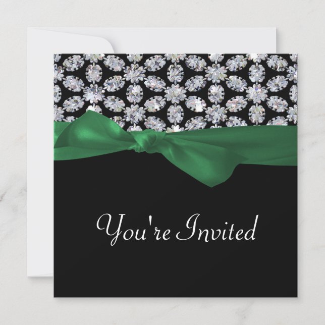 Invitación Boda del arco del negro y del verde del mosaico (Anverso)