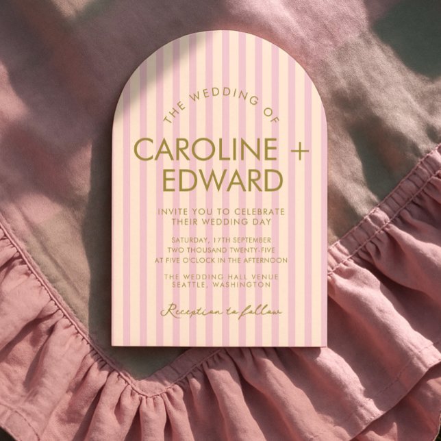 Invitación Boda del arco del Pastel rayado (Subido por el creador)