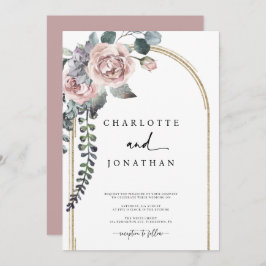 Invitación Boda del Arco Dorado y Rosa Polvoriento