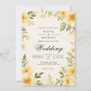 Invitación Boda del arco floral amarillo dorado