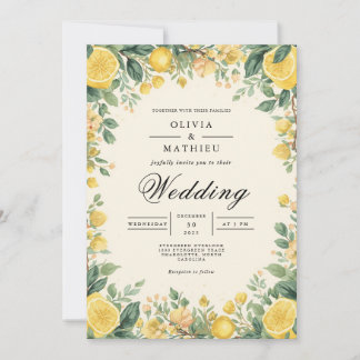 Invitación Boda del arco floral amarillo Romance