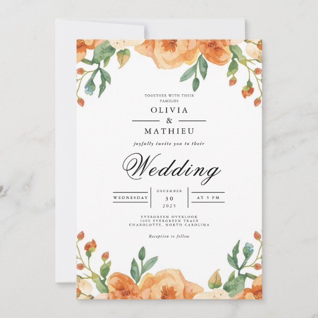 Invitación Boda del arco floral de Amber Peach (Anverso)