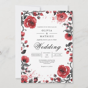 Invitación Boda del arco floral de Crimson en negrita
