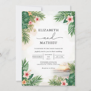 Invitación Boda del arco floral de la palmera vibrante