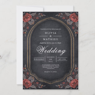 Invitación Boda del Arco Floral de Moody Crimson