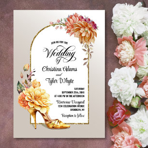 Invitación Boda del arco floral de oro naranja