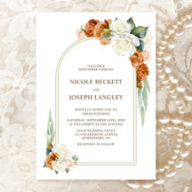 Boda del arco floral de rosa blanca Naranja quemad