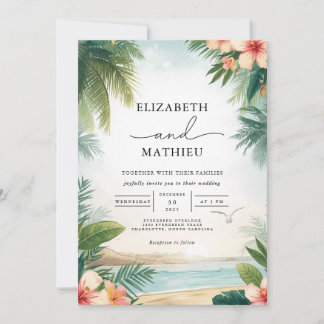 Invitación Boda del arco floral del oasis tropical
